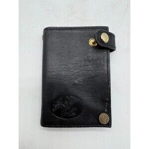 Vintage Buxton Black Leather Card Case Wallet Key Holder Snap Closure Vietnam